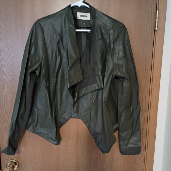 BB Dakota Peppin Olive Green Vegan Leather Jacket - Picture 3 of 5